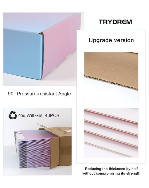 Trydrem 10X8X2 Boxes 40 Pack Purple Gradient Mailer Packaging Corrugated gallery