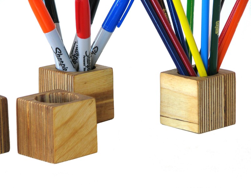 Modern Wood Desk Organizer in Plywood