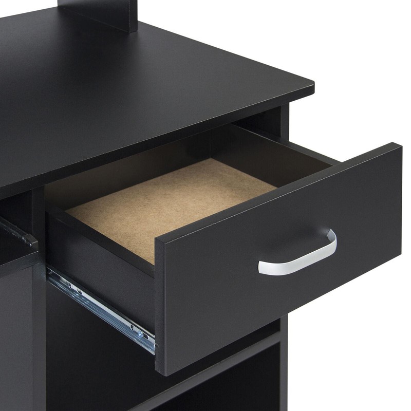 Home Office Computer Desk Workstation Wood Laptop PC Table Drawer Shelf Black gallery