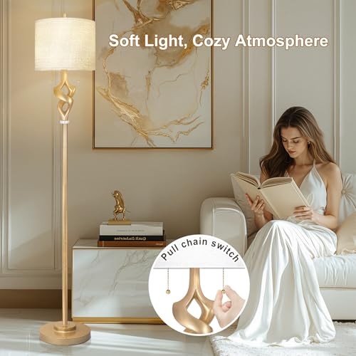 Sculptural 65.5” Floor Lamp for Living Room Bedroom Finish & Resin Gold Leaf gallery
