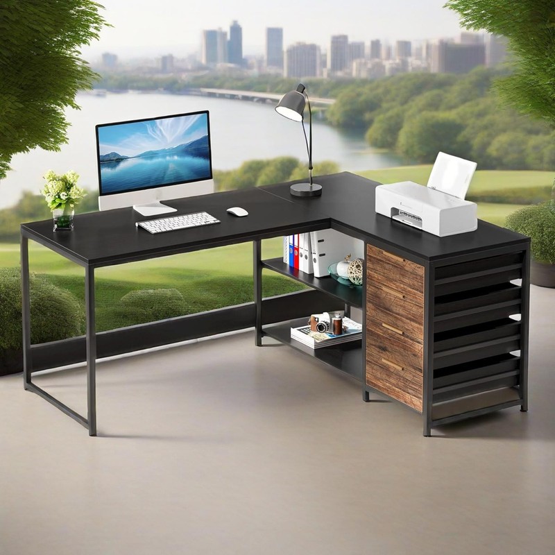 Office Computer Desk Reversible L-shaped Design