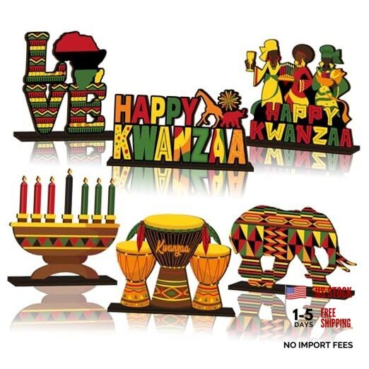 6 Pcs Table Decorations Signs Wooden Tabletop Centerpiece Holiday Kwanzaa
