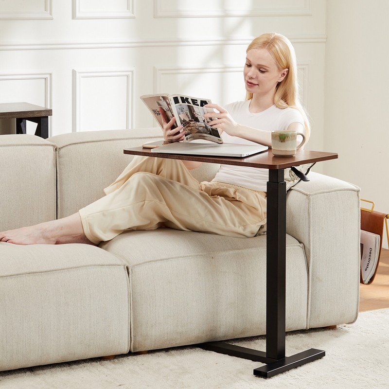 Overbed Mobile Standing Desk Table with Wheel, Adjustable Rolling Bedside Table