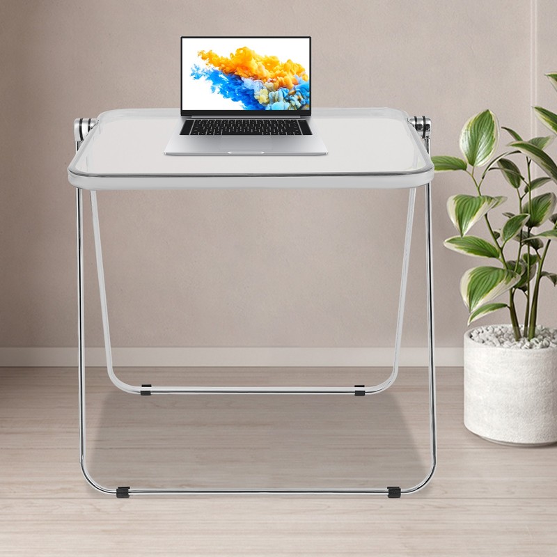 Clear PET Folding Side Table 64 × 50 × 68 cm Portable Laptop Desk