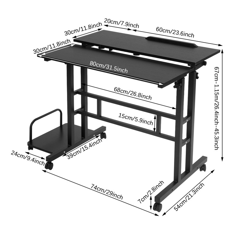 Mobile Standing Desk Foldable Computer Desk Adjustable Hight for Home Office gallery
