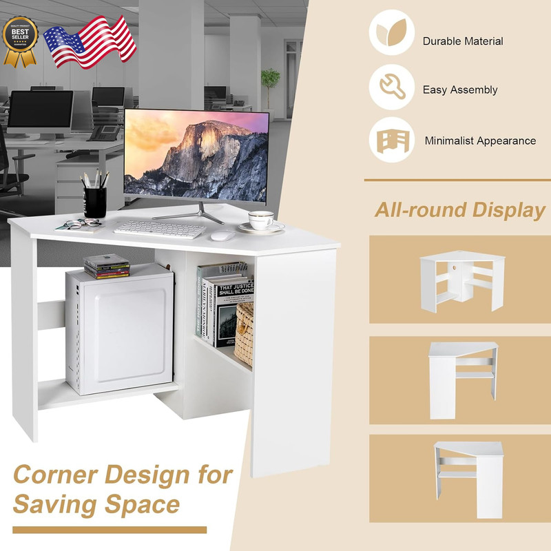 Corner Desk 90 Degrees Triangle for Computer Small Space Bedroom Makeup Vanity gallery