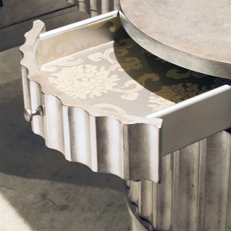 Beaumont Lane Transitional Wood Fluted Kidney Desk in Champagne Silver gallery