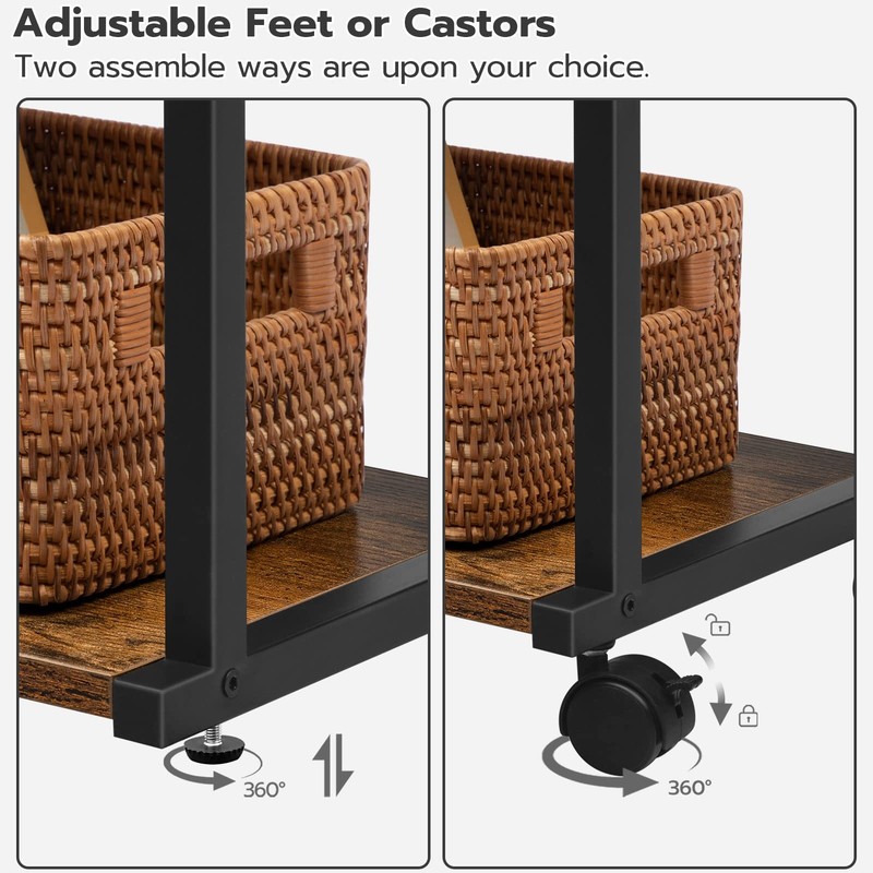 HOOBRO Industrial Printer Stand with Charging Station, Rustic Brown + Black gallery