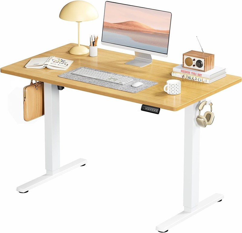 40″ Natural Electric Height Adjustable Desk Home Office Standing Computer Table