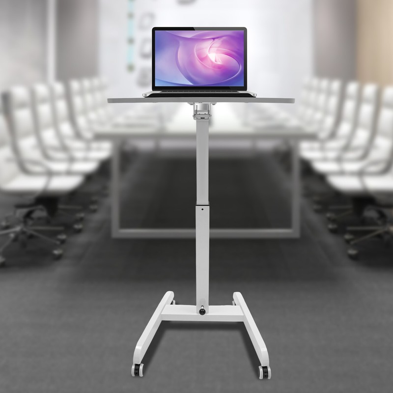 Foot Adjust Height Standing Desk Rolling Laptop Cart Mobile Podium Tilt 4 Wheels
