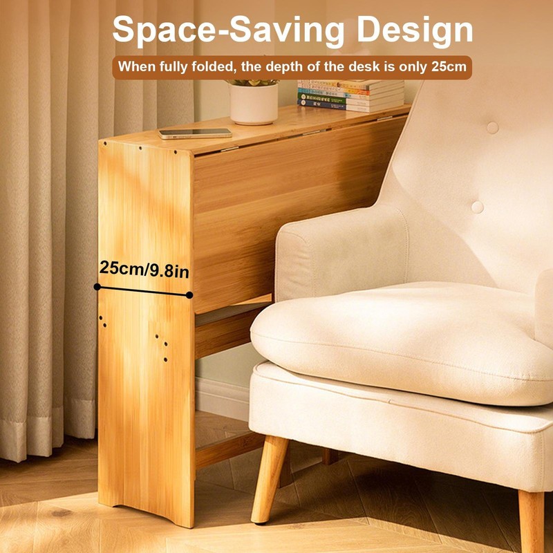 41 Inch Computer Desk, Bamboo Writing Desk, Folding Work Desk For Home Office gallery