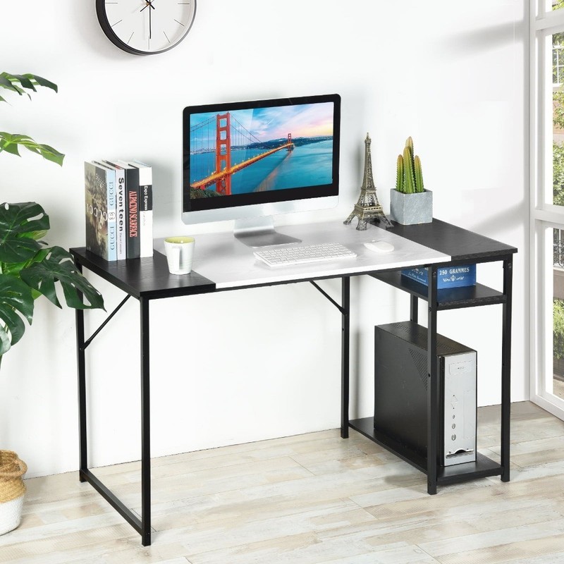 47.2″ Compact Writing Desk, Industrial Laptop Table with 2 Shelves for Office