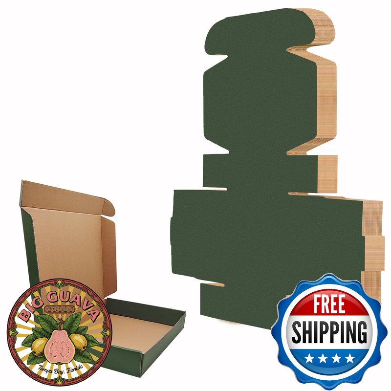 25 Pack Corrugated Packaging Box Mailers Shipping, Green Recyclable Cardboard Sm