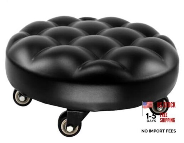 Low Rolling Stool with 360°Swivel Wheels, Pu Leather Low Roller Seat Chair,
