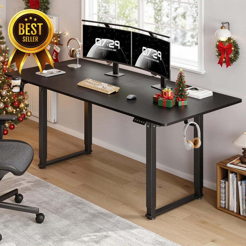 71x32 Electric Standing Desk Dual Motor Height Adjustable Sit Stand Desk Black