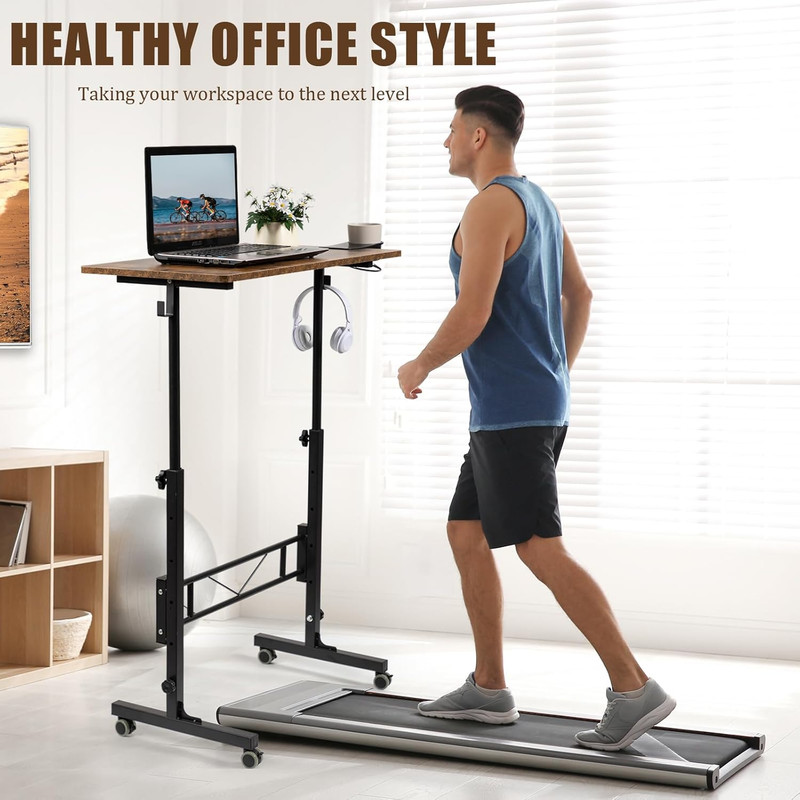 Standing Desk Adjustable Height, Small Mobile Stand up Desk with Wheels, Portabl gallery