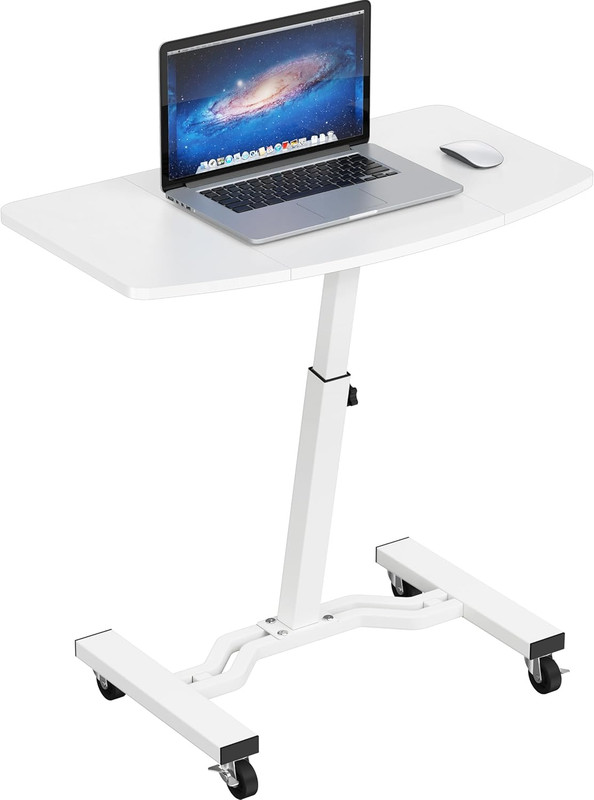 Mobile Height Adjustable Laptop Rolling Cart with Height Adjustment from 28" to