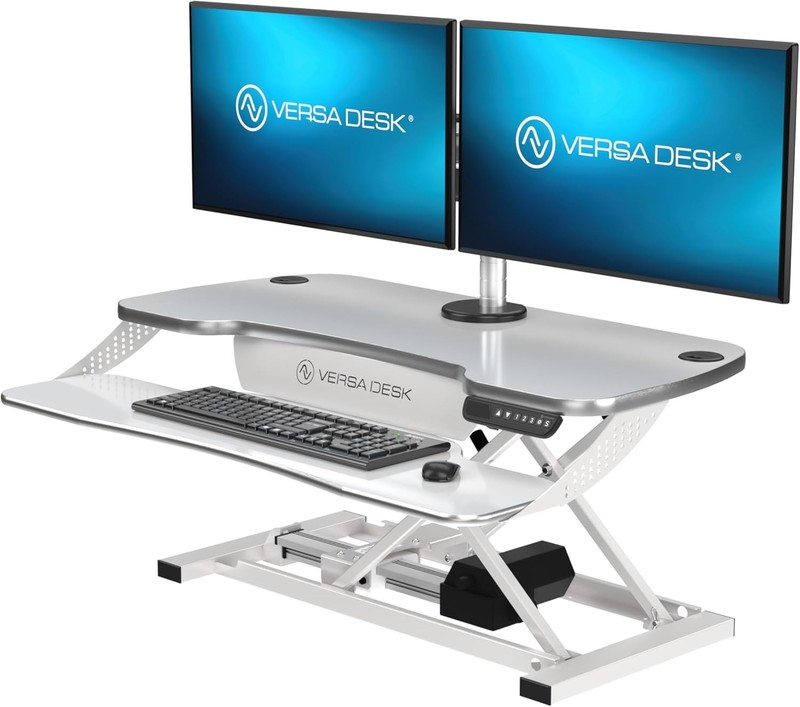 VersaDesk PowerPro Elite Electric Standing Desk Converter 36″ x 24″ White