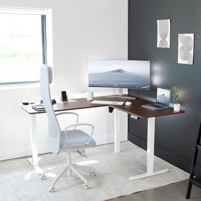 L-Shaped Electric Adjustable Standing Desk W/ Memory Controller Home Office New gallery