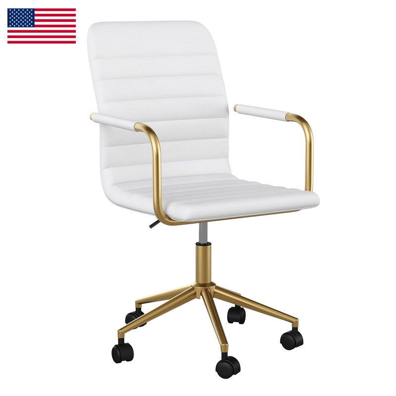 Martha Stewart Taytum Swivel Task Chair Armrests For Home Office In White Faux