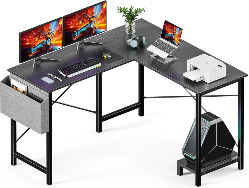 L Shaped Desk Computer Gaming Corner Table 50 Inch Home Office Writing Student W