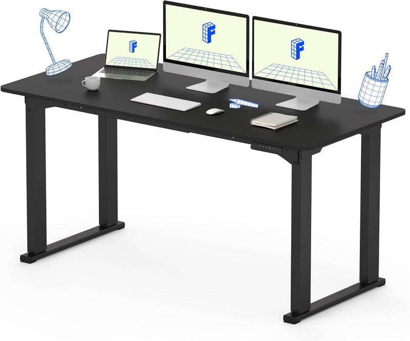 FLEXISPOT 4 Legs Standing Desk 63 X 28 Inch Electric Adjustable Height with Spli