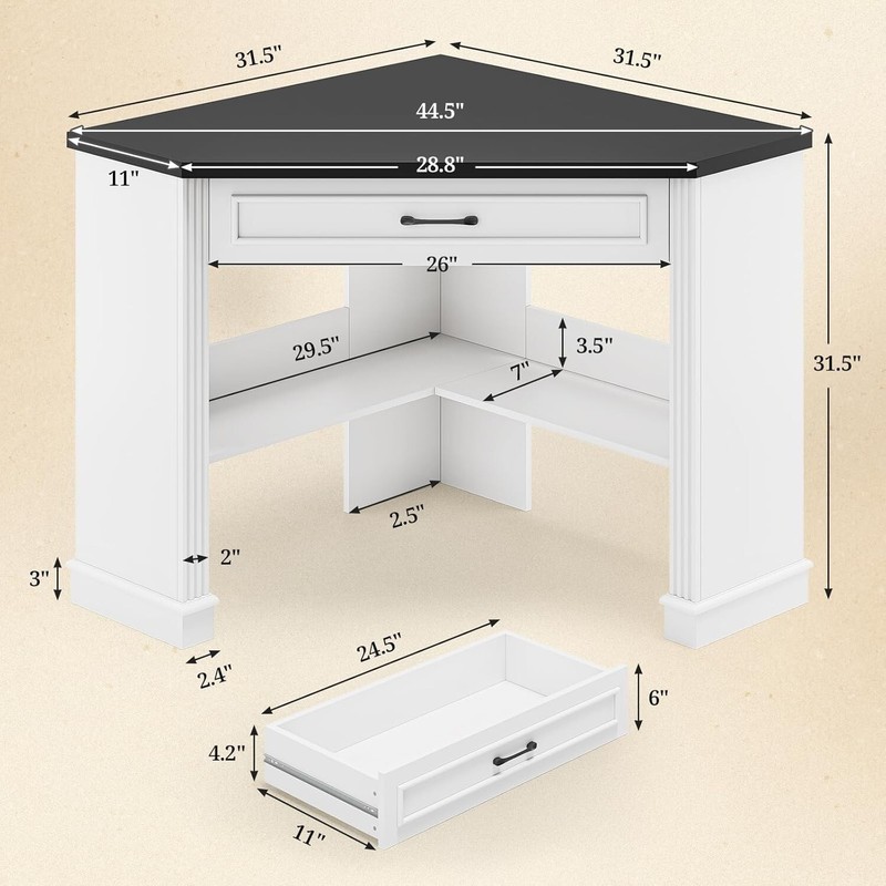 31.5" Corner Computer Desk, Corner Desk with Storage Shelves for Small Space gallery
