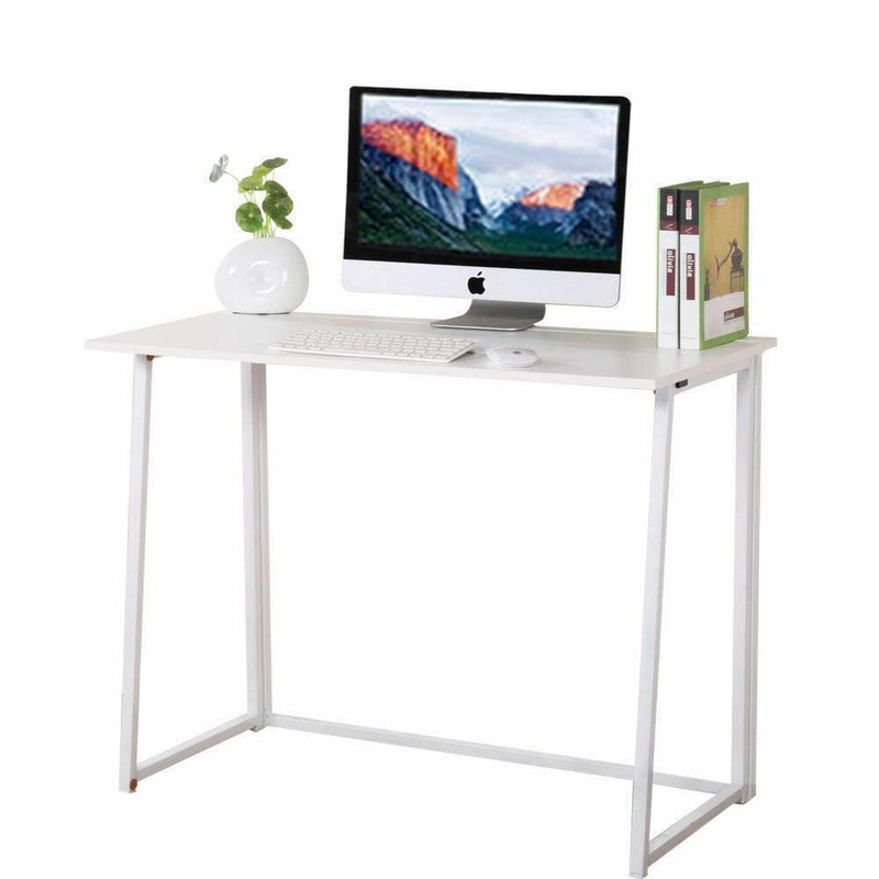 Folding Small Desk Home Office Desk Laptop Study Writing Table- White