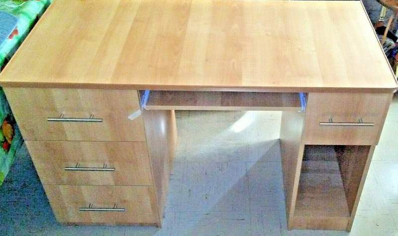 Computer desk with 4 drawers and 6 Shelf Hutch Home Office desk, Student table gallery