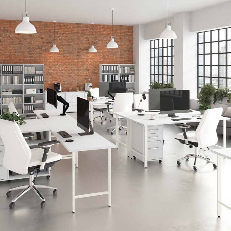 Hustle 72W x 30D Computer Desk with Storage in White – Engineered Wood