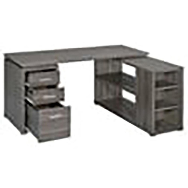 Pemberley Row Laminate Weathered Gray/Silver Writing Desk L Shape Reversible ... gallery