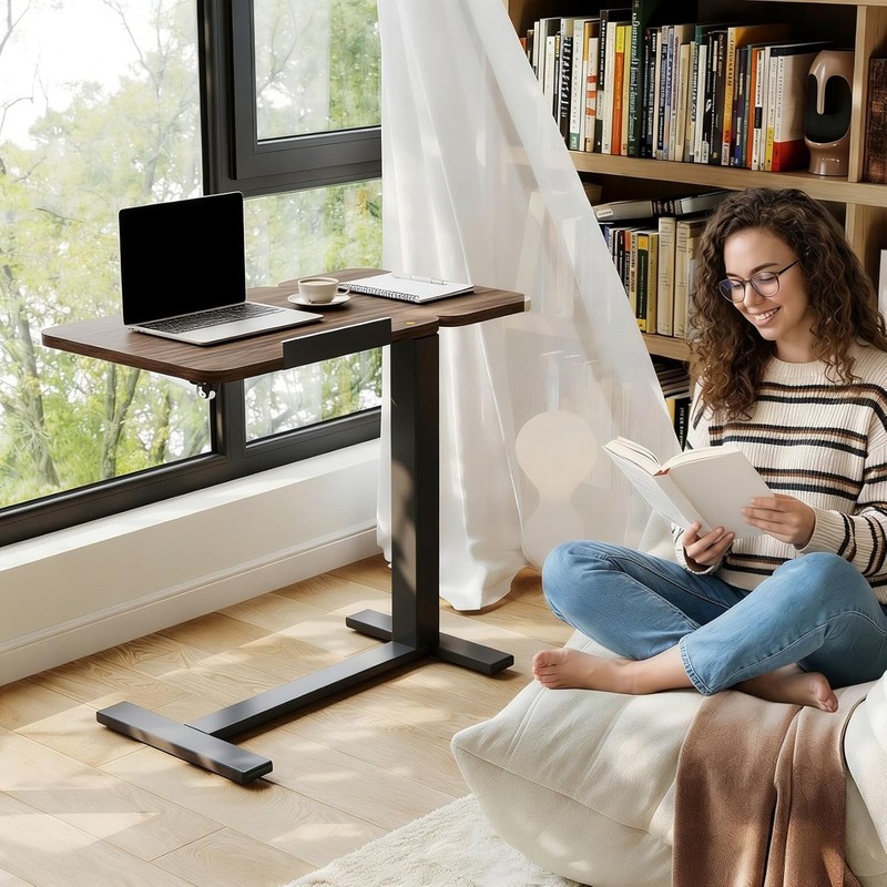 Adjustable Height Rolling Overbed Table Tilting Desktop Locking Laptop Desk gallery
