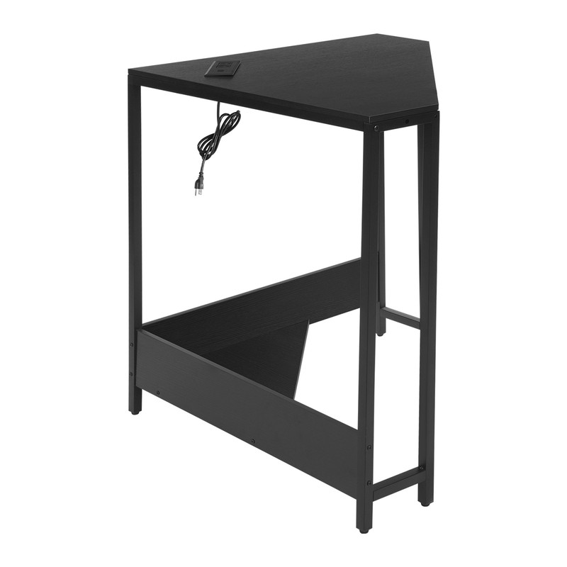 Triangular Black Small Desk with Outlets, 26.77*26.77*29.53in Corner Table gallery