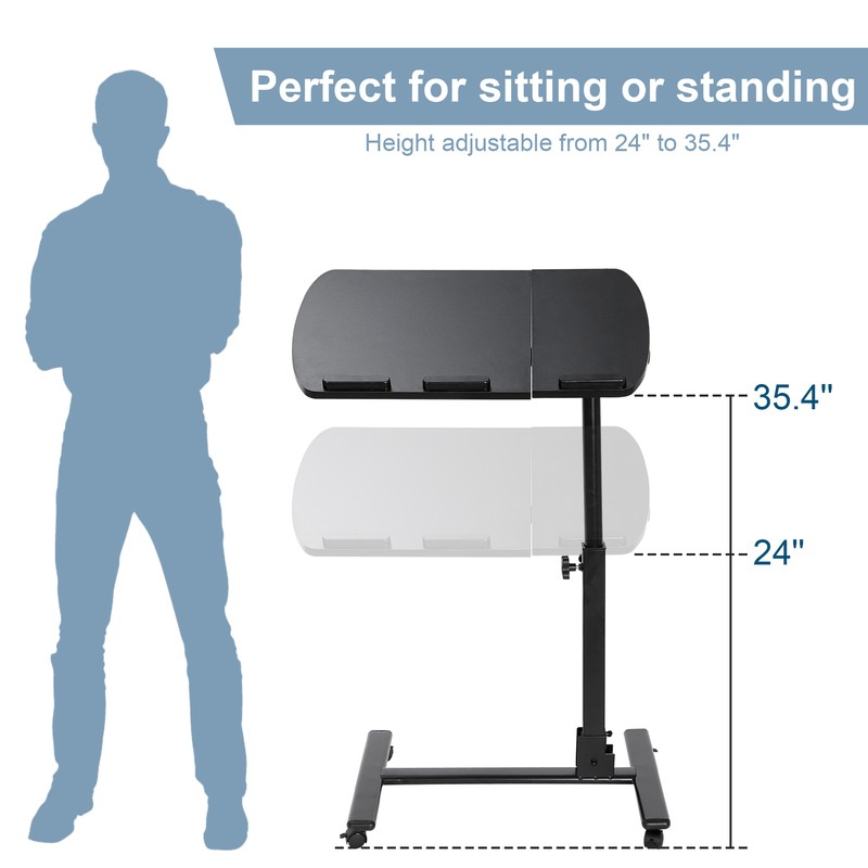 Rolling Laptop Angle Height Adjustable Overbed Sofa Desk Food Tray Table Stand gallery