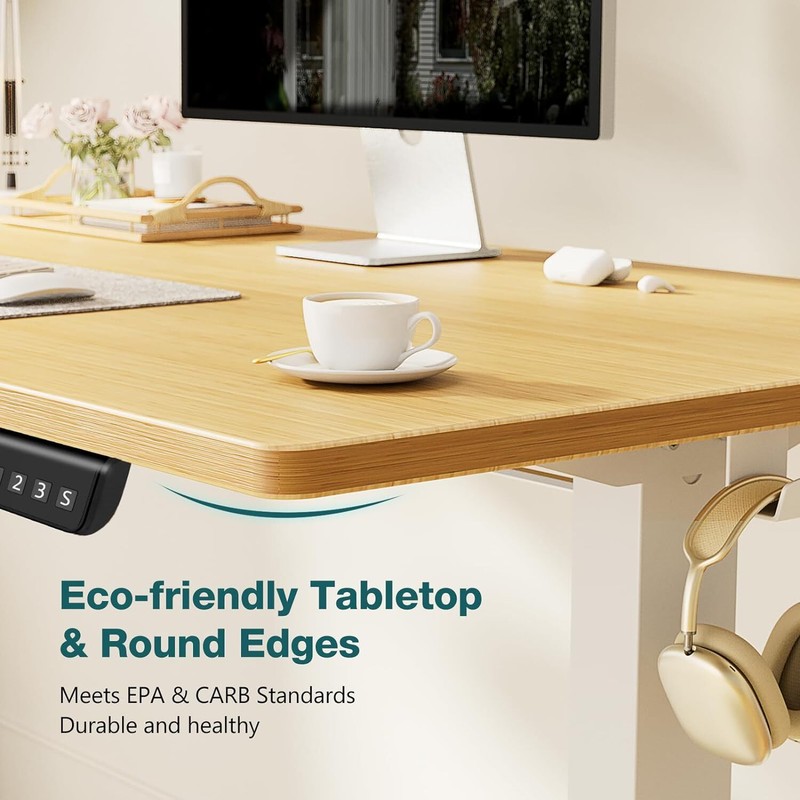 40" Natural Electric Height Adjustable Desk Home Office Standing Computer Table gallery