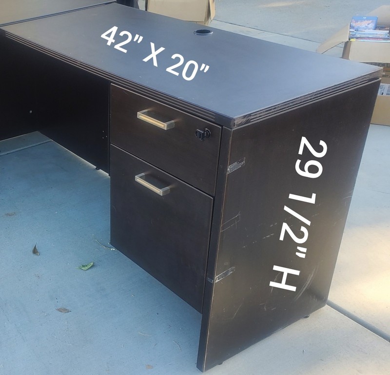 Black Freestanding Computer Desk w/ 2 Drawers 42 x 20 x 29 1/2 in