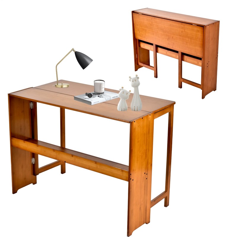 41 Inch Computer Desk, Bamboo Writing Desk, Folding Work Desk For Home Office gallery