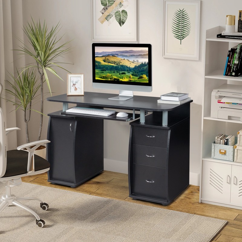 115* 55*74cm 15mm MDF Portable 1pc Door with 3pcs Drawers Computer Desk
