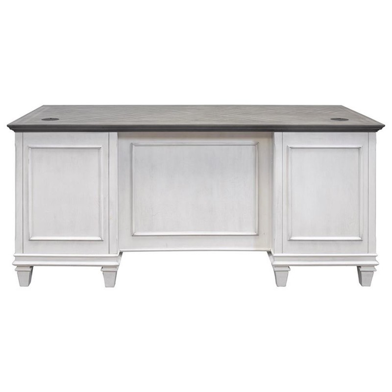Beaumont Lane Farmhouse Wood Double Pedestal Desk Executive Desk in White/Gray gallery