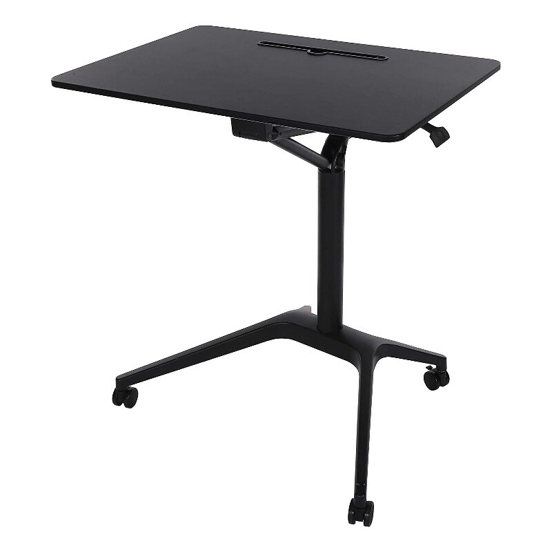 ApexDesk 28″ Metal and Wood Mobile Pneumatic Laptop Rolling Desk in Black