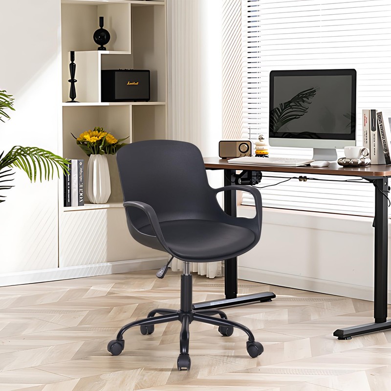 Vecelo Mid-Back Chair For Desk Armrests Height Adjustable 360Swivel Wheels For gallery