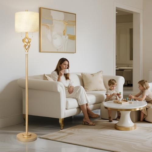 Sculptural 65.5” Floor Lamp for Living Room Bedroom Finish & Resin Gold Leaf gallery