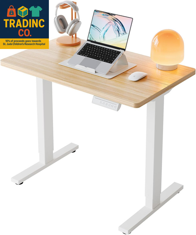 32″ Small Electric Standing Desk Adjustable Height, 4 Memory Height Settings, Si