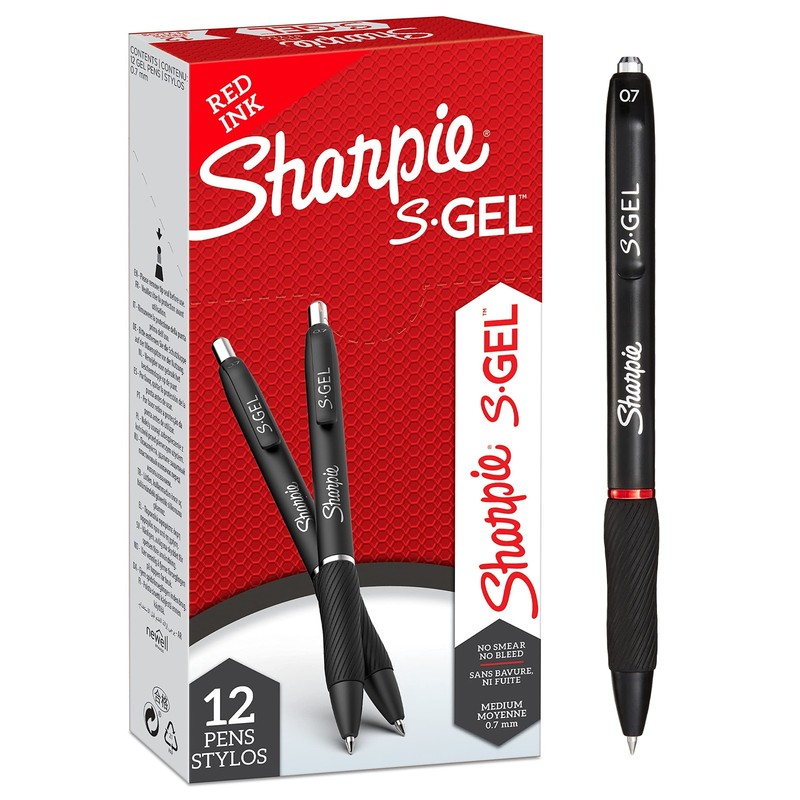 Sharpie S-Gel Gel Pens, Medium Point (0.7mm), Red Ink, 12 Count
