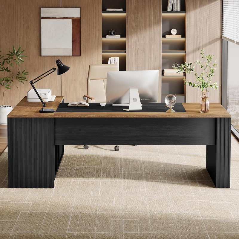 78-Inch L-Shaped Executive Desk, Modern Large Office Computer Desk with Cabinet gallery