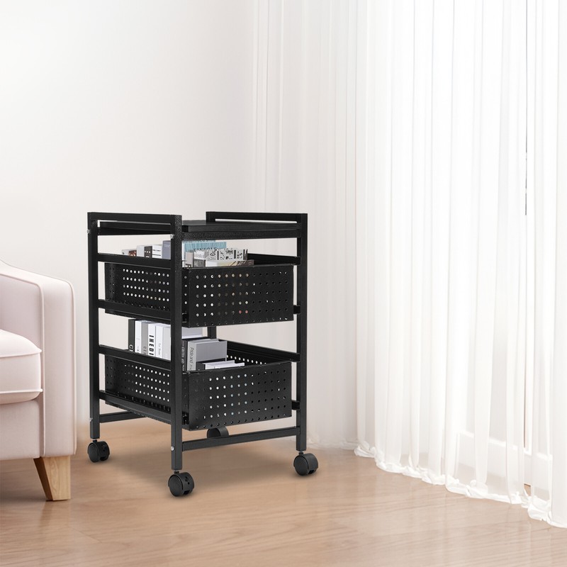 2-Tier File Storage Drawer Cart Organizer on Wheels for Home Office Small Space gallery