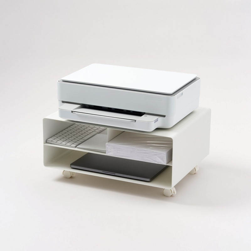 Yamazaki Home TOWER Rolling Printer Stand Steel Mobile Office Cart Storage Shelf