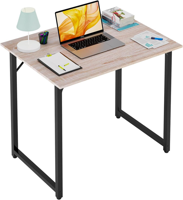 | 32 Inch Computer Desk | Nature | Office Desk with Metal Frame, Adjustable Feet