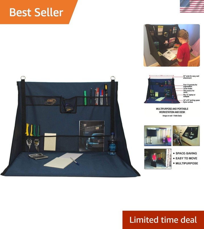 Effortless Portable Workstation - 24" H x 32" W Black Desk for Anywhere You Need