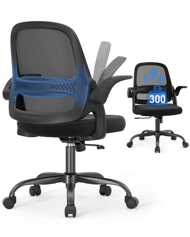 Amseatec Ergonomic Mesh Office Chair For Home Office Flip-Up Arms Breathable